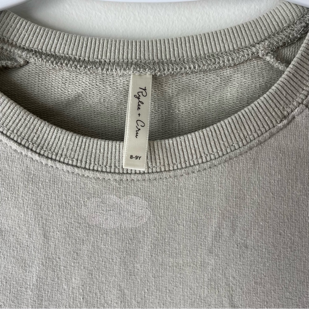 Rylee + Cru long sleeve sweater dress neutral cloud print cotton blend girls 8-9 - Picture 2 of 12